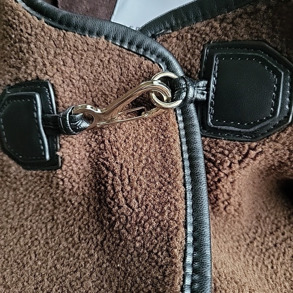 $268 Rebecca Minkoff Shearling Toggle Jacket Women's Large Chocolate Brown NWT‎ - Picture 8 of 8